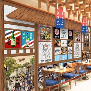 ภาพยนตร์เกาหลีและละครทีวีโปสเตอร์พื้นหลังร้านอาหารเกาหลีไวนิลวอลล์เปเปอร์ - Product Image 1