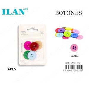 Bottoni Colorati Ilan 25Mm 6 Pezzi Per Cucito e Artigianato - Product Image 1