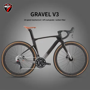 Bicicleta de Carretera de Fibra de Carbono GRAVEL-V3 con Eje Pasante, 24 Velocidades, Freno de Disco Hidráulico, Cableado Interno Completo, Bicicleta de Carretera de Fibra de Carbono OEM - Product Image 2
