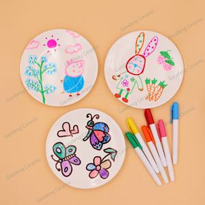 Assiette à <span class=keywords><strong>café</strong></span> de bricolage de vente chaude avec une assiette vide et auto-colorante définie par l'utilisateur, plaque de peinture en céramique <span class=keywords><strong>ALDI</strong></span> pour les enfants - Product Image 4