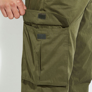 Men Multi-Pocket Straight Mid <b>Cargo</b> Trousers Durable Cotton Canvas Waterproof Tactical Pants Elastic for <b>Work</b> Travel Outdoor - Product Image 6