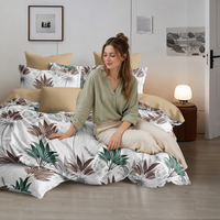 Parure de lit lavable 100% polyester 100TC motif feuilles tropicales Pologne, vert et marron, housse de couette botanique pour maison et hôtel, livraison directe UE