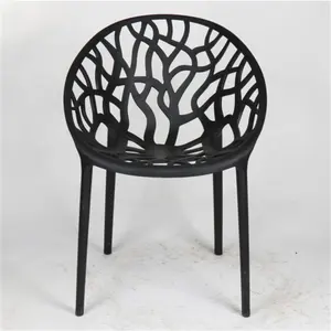Pabrik grosir hitam murah resin pp modern kursi kafe restoran pohon desain kursi makan plastik dapat ditumpuk dengan lengan