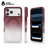 Étui de téléphone antichoc magnétique imperméable à l'eau avec béquille pour appareil photo ATB, finition mate antidérapante, dégradé bordeaux pour iPhone 18 Pro Max