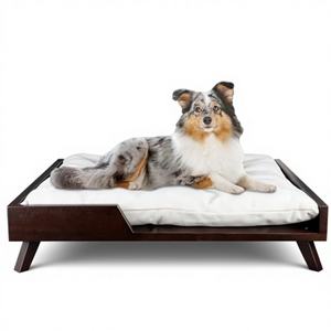 Modern Rectangle Cartoon Wooden Elevated <b>Dog</b> <b>Bed</b> with Soft Cushion Eco-Friendly Indoor Furniture for Medium Large <b>Dogs</b> Wholesale - Product Image 1