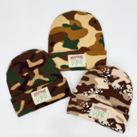 Bonnet en tricot personnalisé avec logo tissé, bonnet en tricot d'hiver chaud, unisexe, camouflage, acrylique, bonnet en jacquard camouflage