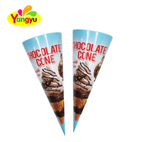 Vente en gros de bonbons halal, biscuits amusants fourrés au chocolat, cornet de crème glacée croustillant