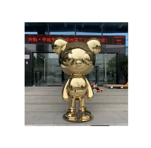 실내 야외 사용자 정의 크기 추상 예술 금속 공예 장식 만화 귀여운 곰 스테인레스 스틸 조각
