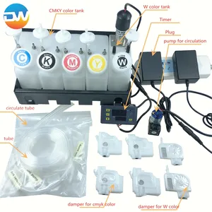 DTF L1800 Printhead Printer L805 R1390 Tank CMYK Color Tank And White Ink With Circulation System Tank Ciss Timer Controller Set