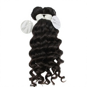 Extensions de cheveux humains vierges 8A, double trame, brésiliennes, ondulées profondes, noires naturelles, pour tressage - Product Image 3