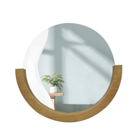 Miroir mural de salle de bain demi-cercle moderne de luxe sur mesure en bois, grand format, pour table ronde, miroir intégral