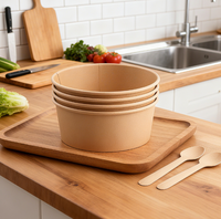 Bol en papier kraft jetable biodégradable de qualité alimentaire de qualité supérieure Boîte à lunch en papier naturel ou blanc pour l'école ou le camping
