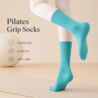 Chaussettes de Pilates et de yoga personnalisées à bout ouvert, antidérapantes, en coton doux, avec revers élastique, pour studio, barre, danse, fitness, avec logo OEM ODM