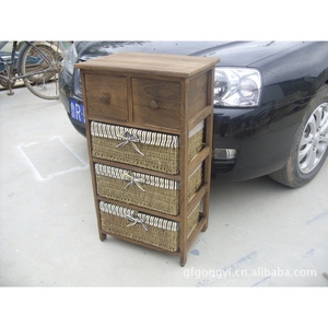Meuble de rangement en bois pour salon avec tiroirs et paniers, organisateur multifonctionnel pour chambre à coucher - Product Image 1