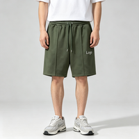 Shorts de survêtement vert olive personnalisés pour hommes avec logo, cordon de serrage, taille élastique, poches avant, style décontracté, athlétique, streetwear