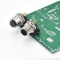 Conector de Alimentación Newstep M12 de 5 Pines y 4 Pines, Conector Macho para Montaje en Panel, Receptáculo en Ángulo Recto para PCB, IP67 Impermeable, 12A, Cobre Chapado en Oro