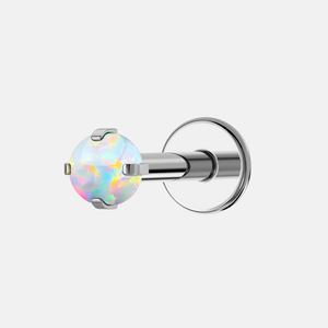 Toposh Classic Parel Oorbellen Zilver Bezel Setting <span class=keywords><strong>Labret</strong></span> Met Interne Draad Zirkoon Lichaam Sieraden Voor Kraakbeen Lip <span class=keywords><strong>Piercing</strong></span> - Product Image 1
