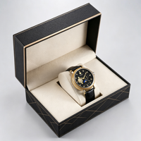 Boîte de rangement de luxe noire en carton rigide pour montres, idéale pour la vente en gros et les cadeaux