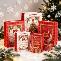 Sac cadeau personnalisé de Noël, sac fourre-tout, sac en papier, sac pour cadeaux de fête, sac de courses, sac en carton blanc, impression couleur, vente en gros