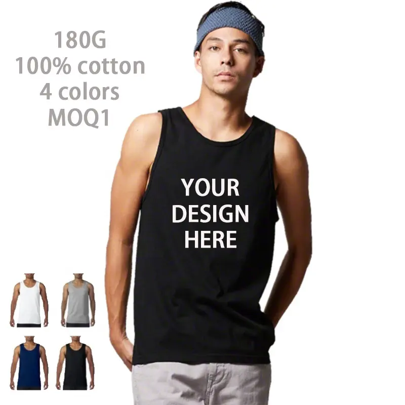 Camiseta de algodón de alta calidad para hombre, chaleco informal liso con logotipo personalizado, camisetas sin mangas para gimnasio y Fitness