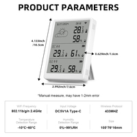 Thermomètre et hygromètre WiFi intelligent ABS, portée de détection 50-100m, capteur sans fil, moniteur de température et d'humidité intérieur/extérieur pour la maison
