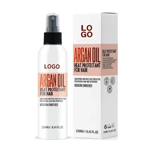 Marque privée Spray protecteur de chaleur à l'huile d'argan marocaine pour cheveux avec kératine et après-shampoing en profondeur pour femmes Spray capillaire