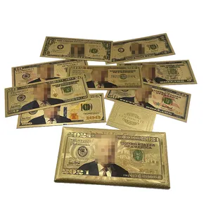 Бесплатная доставка на заказ Америка Donaldtrump 1 2 5 10 20 100 долларов 24k позолоченная фольга банкнота