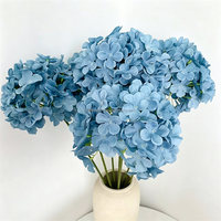 L-014 Grosir Bunga Hydrangea Buatan Tangan untuk Dekorasi Pernikahan dan Rumah, Warna Biru Debu Putih, Bunga Sutra Palsu Bersertifikat CE