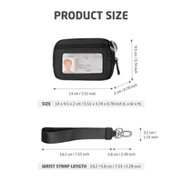 Dompet pendek kecil poliester uniseks, tempat kartu, dompet koin, penutup ritsleting, tas genggam ringan
