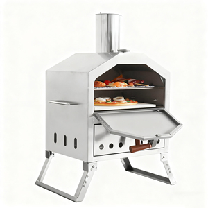 Forno per Pizza Italiano da Esterno in Acciaio Inox, Design Moderno, a Carbone/Legna, Portatile per Grigliare e Cuocere - Product Image 5