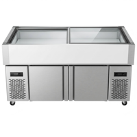 Table de préparation de salades en acier inoxydable 201 à refroidissement direct, réfrigérateur de comptoir pour cuisine de restaurant