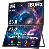 Monitor Portátil Dual de 23.8 Pulgadas 2K 180Hz, Extensor de Pantalla Plegable para Laptop, Pantalla QHD para Mac, Windows, Oficina y Negocios