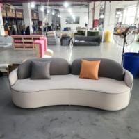 Canapé de bureau incurvé bicolore avec fauteuil barillet et sièges lounge pour hall d'entreprise, mobilier de bureau personnalisé OEM en gros