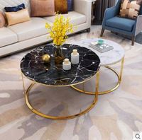 Table basse de salon moderne de style noir avec plateau en marbre ou en verre en option