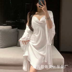 Manyu Automne/Hiver – Nuisette unie sexy et charmante à col bénitier, ensemble de vêtements d'intérieur pur et délicat - Product Image 3