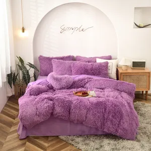 American Style Super Soft Thermal Warm cozy comforter sheet set faux fur bed duvet cover with Pillow Case tie dye bedding set