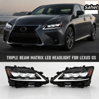 Ensemble de phares LED compatible avec Lexus GS 2012-2014, lentille de projecteur, feux de jour DRL, clignotants séquentiels, boîtier noir, ambre