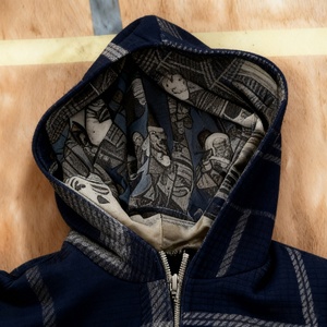 Top Quality Custom Cotton Waffle Heavyweight Distressed Vintage Rhinestone Hoodie Street Print Patchwork Men Zip-up Hoodies - Product Image 3