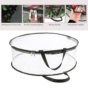 Heavy Duty Protector With Handle Clear Wreath Storage <b>Bag</b> for Holiday Seasonal Garland - Product Image 2