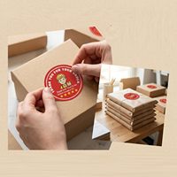 Etiquetas Adhesivas Redondas de 2 Pulgadas Personalizadas con 500 Unidades, con Mensaje de Agradecimiento y Calificación de 5 Estrellas, para Cajas de Comida para Llevar