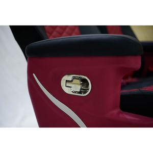 Asiento Doble Plegable VIP para Computadora, Tapizado en Cuero Negro y Rojo con Diseño de Diamantes, 18 Asientos, USB, Reclinable, para Transporte en Van o Autobús - Product Image 5