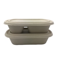 Contenedor de comida biodegradable para llevar, vajilla Rectangular y ecológica de 26oz, para Catering, con tapas