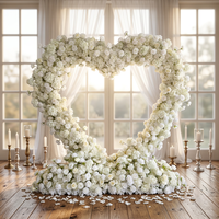 Arche florale en forme de cœur T-FT172, Hortensia blanc, 8*8 pieds, arche de fleurs pour mariage, toile de fond en fleurs artificielles en soie pour la décoration de mariage et de fête