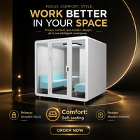 Cabine de bureau acoustique modulaire insonorisée pour appels téléphoniques, réunions confidentielles, interviews et diffusion