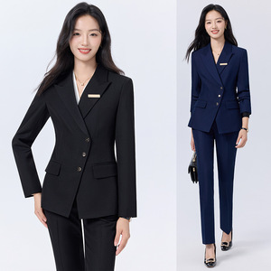 Women's Professional Suit Set Formal Wear Notched Lapel Pencil Silhouette Anti-Wrinkle Woven Fabric For Office Commute <b>Work</b> - Product Image 1