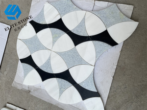 Piastrelle a Mosaico con Design Moderno a Foglia e Fiore <span class=keywords><strong>in</strong></span> <span class=keywords><strong>Marmo</strong></span> Bianco di Carrara Italiano <span class=keywords><strong>per</strong></span> <span class=keywords><strong>Pavimenti</strong></span> e Pareti di Ville, <span class=keywords><strong>Marmo</strong></span> Bianco Greco di Thassos - Product Image 6