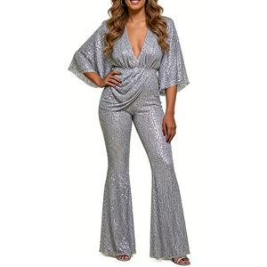 <span class=keywords><strong>Tuta</strong></span> da <span class=keywords><strong>Donna</strong></span> con <span class=keywords><strong>Maniche</strong></span> 3/4 e Paillettes - Scollo a V, <span class=keywords><strong>Maniche</strong></span> a Pipistrello, Gamba Larga, Coordinato per Feste, Moda Sehe - Product Image 3