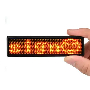 Restaurant Party Wearable Rechargeable Message Light Led Light Up Flashing Name Badge With Pin