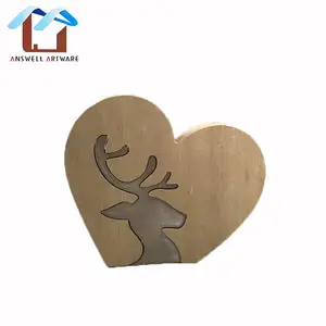 Simpatico cervo a forma di cuore modello staccabile accessori per la casa scrivania ornamenti natalizi decorazioni in legno