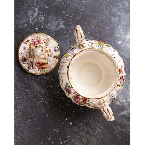 Gabriella P. Sucrier géométrique de style géométrique du début du XIXe siècle, en porcelaine anglaise, avec poignées rococo, grand plat rectangulaire pour salade, emballé - Product Image 2